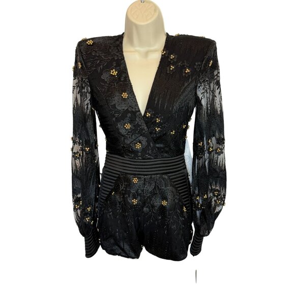 NEW Zhivago An Angel is Love Beaded Black Playsuit Romper NWT - Size 2 - Picture 1 of 12